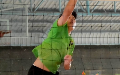 นักวอลเลย์บอลหญิง มกช.มหาสารคาม ลงสนามมุ่งมั่น ศึก “พลศึกษาเกมส์” ครั้งที่ 49